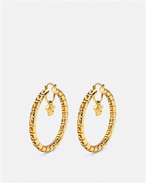 versace greca hoop earrings|versace gold stud earrings men's.